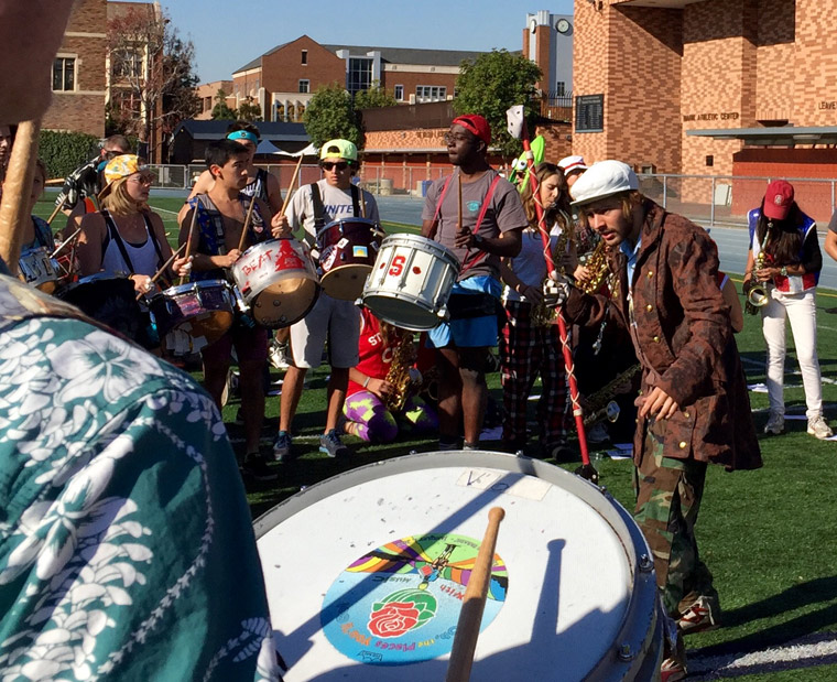 Peter Adelson leading members of the Band