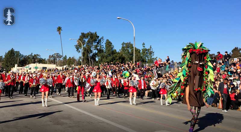 Tree leading cheer squad and Band