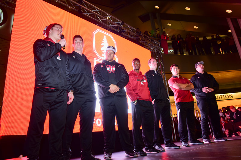 Christian McCaffrey and teammates