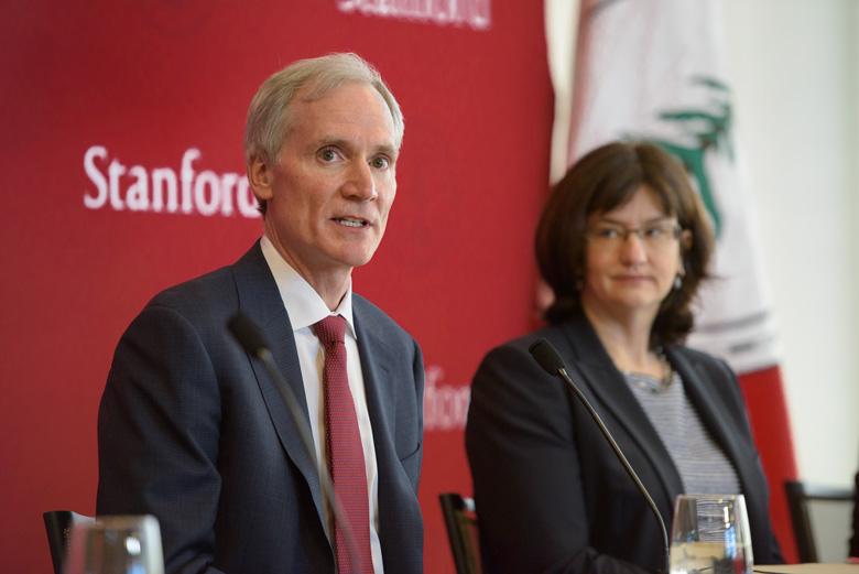 Photo: Marc Tessier-Lavigne answers questions at press conference