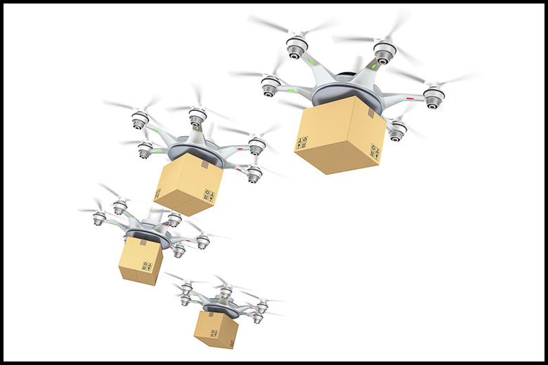 delivery drones with packages