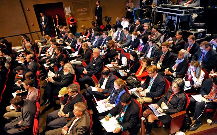 Audience members in Memorial Auditorium