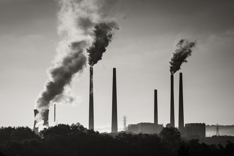 coal-fired power plant belching smoke