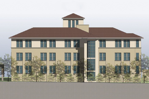 architectural rendering of Manzanita Park Residence Hall, east elevation