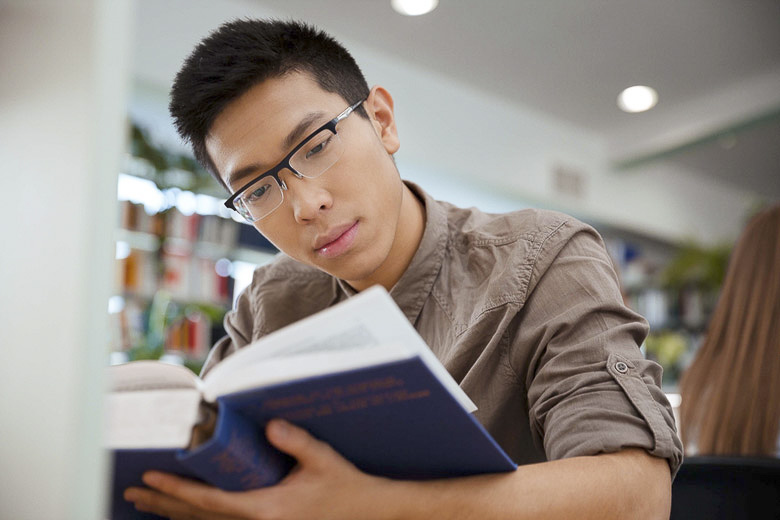 student studying a textbook