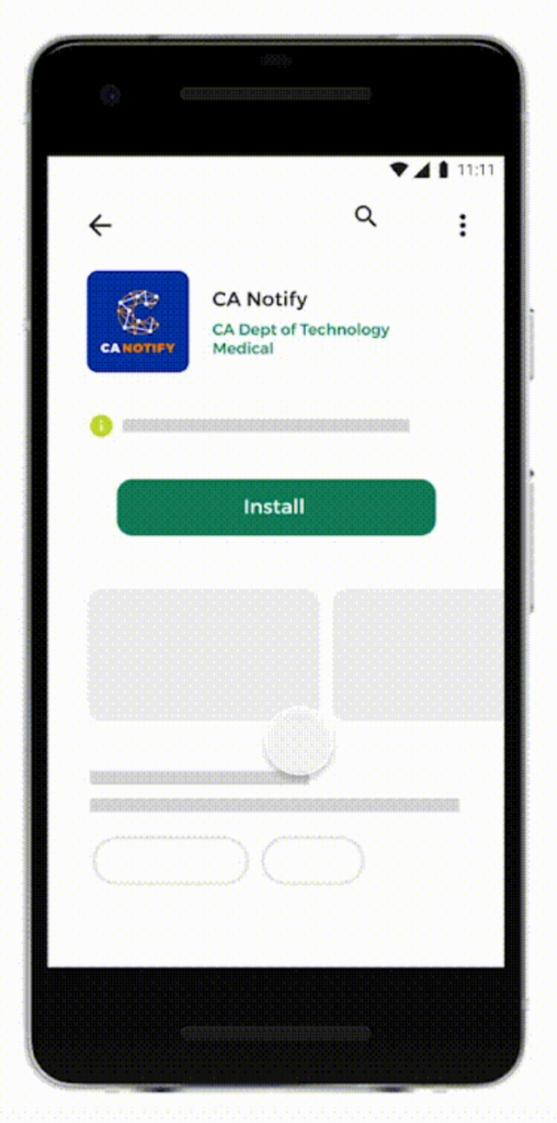 Android phone screen displaying CA Notify install button
