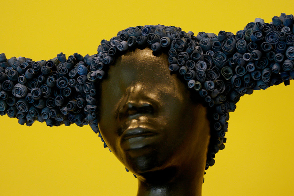 detail of a ceramic work by Simone Leigh