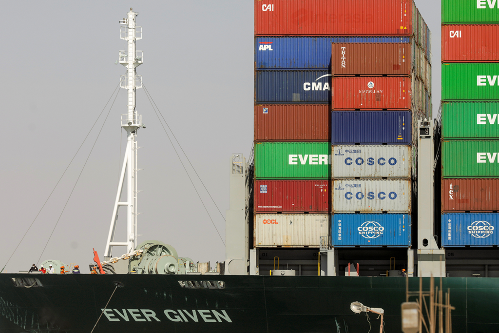 Ship Ever Given, one of the world’s largest container ships, is seen after it was fully floated in Suez Canal, Egypt March 29, 2021.