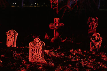 Halloween decoration along the path to the Mausoleum