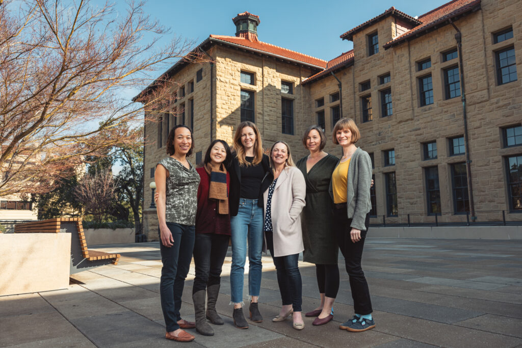 L-R: Monika Schleier-Smith, Hyowon Gweon, Erin Mordecai, Alia Crum, Jessica Feldman, and Lauren Tompkins