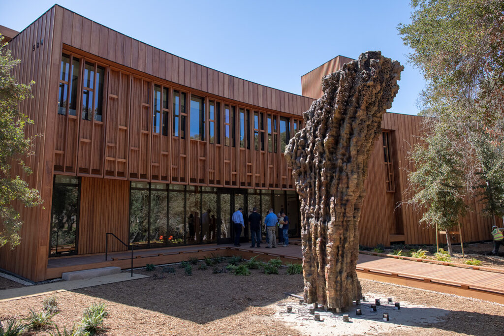 MOCNA, by German artist Ursula von Rydingsvard, outside of Denning House.