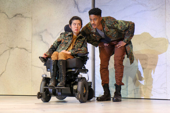 Marlon Washington (right) played Marc Antony and Evelyn Kuo played Octavius, who in the TAPS production was Caesar’s niece, not nephew.)