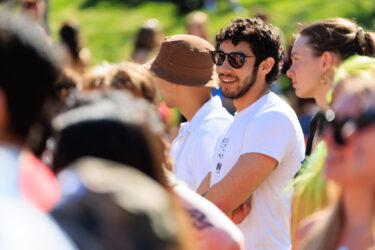 Student crowd watching performance