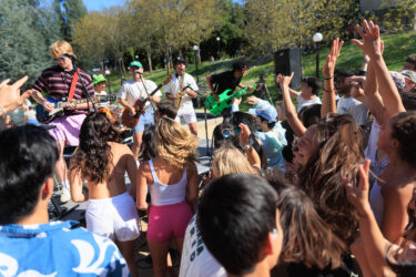 Student crowd watching performance