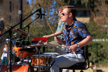 Drummer performing