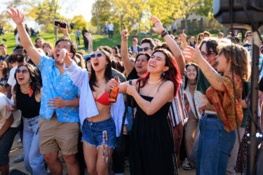 Student crowd watching performance