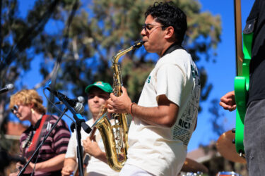 Saxophone player performing