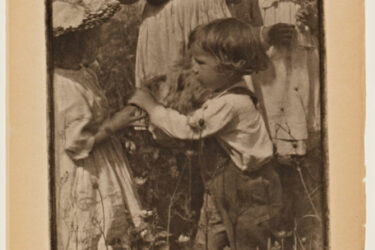 Friedrich Fröbel’s theories about learning, play, education, and the importance of motherhood in child development greatly influenced Gertrude Käsebier, and many of her later photographs include children. This photograph features Käsebier’s grandson as well as an adorable kitten.