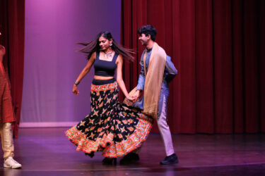 Two models twirling.