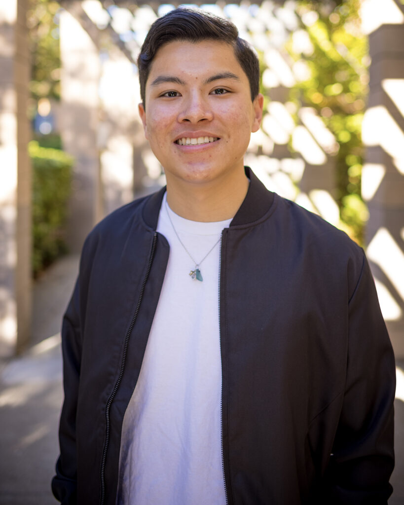 Christian Figueroa Stanford Class of 2027 poses for a portrait in Casper Courtyard in Stanford California October 12, 2023.