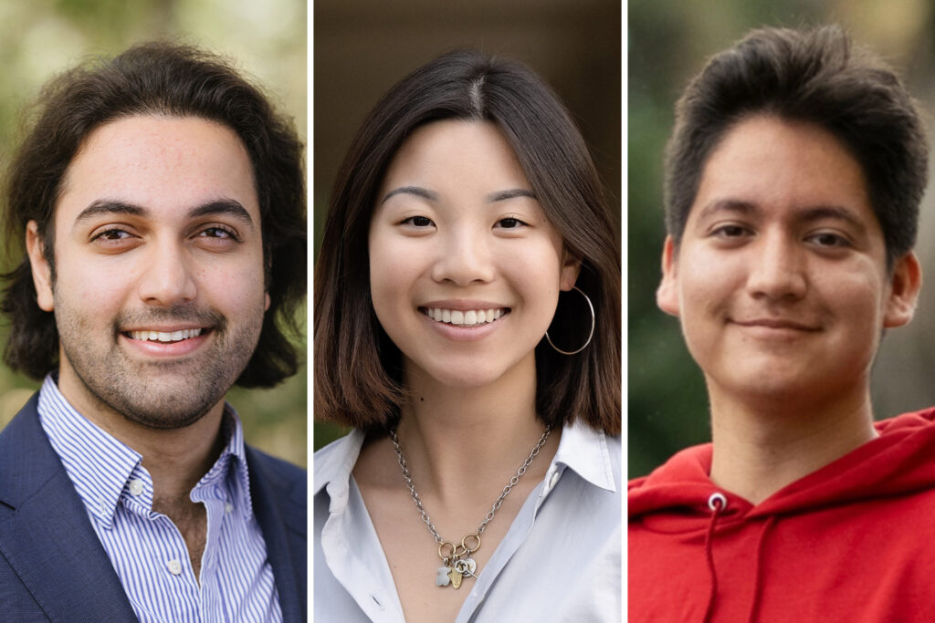 composite of Ali Malik, Athena Chang, Juan Carlos "Kyle" Becerra Jr. portraits