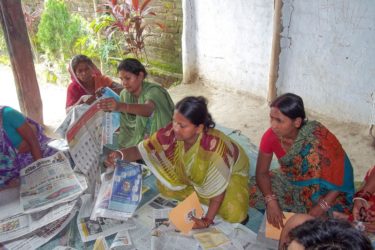 Women at the workshop doing an exercise to describe their aspirations for their children.