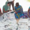 Women at the workshop doing an exercise to describe their aspirations for their children.