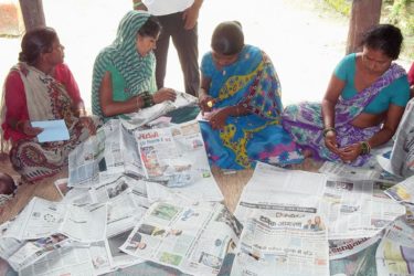 Women at the workshop doing an exercise to describe their aspirations for their children.