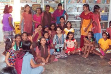 Girls participating in Sharma's workshop on child marriage.