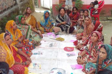 Women participating in Sharma's workshop on child marriage.