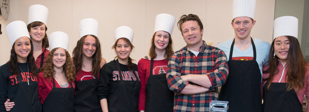 Chef Jamie Oliver with Stanford students