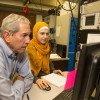 Mark Zobeck and Fatemeh Rassoulil at computers. /Photo: Stacy H.Geiken