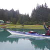 Zachary Brown in kayak approaching the Hobbit Hole, Alaska / Zachary Brown