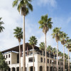 Stanford Engineering building with palm trees