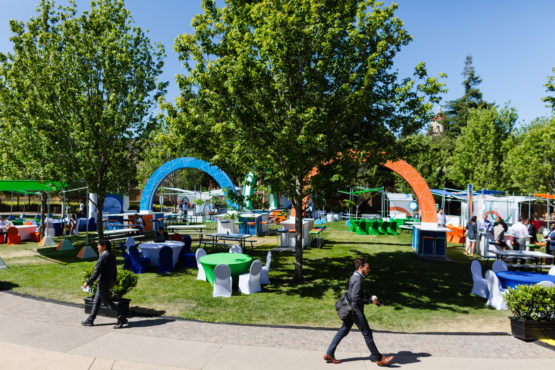 Ford Plaza with tables, chairs and booths