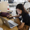 Woman working on computer