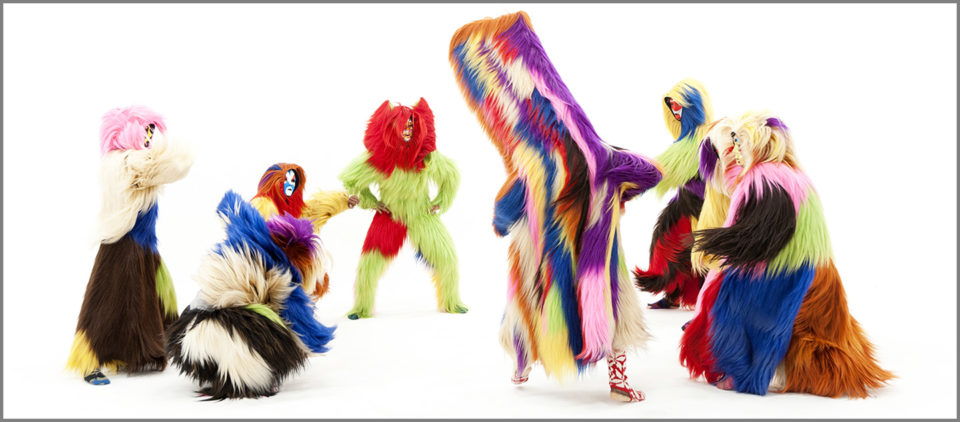 People in furry suits. Nick Cave, Drive By, 2011, Blu-ray disc, 16 minutes, Ed. 4/5, 1 AP, Collection of Mary Patricia Anderson Pence. © Nick Cave.  