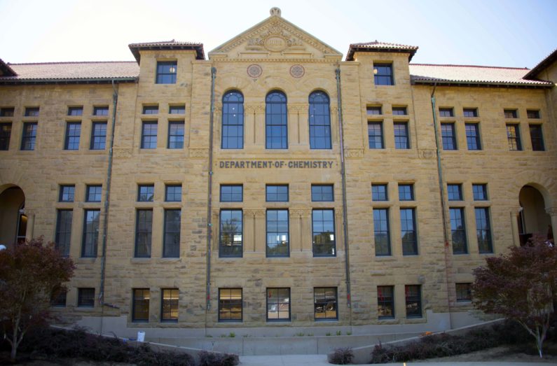 front facade of newly restored and renovated Old Chem building