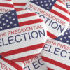 Pile Of US Presidential Election 2016 Badges, 3d illustration