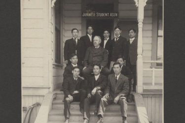 David Starr Jordan, the university's first president, with members of the Japanese Students Association, 1905