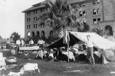 Encina Hall residents camp outside following 1906 San Francisco Earthquake