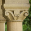 Architectural details of the sandstone arcades in the Main Quadrangle of Stanford University.