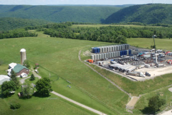 Rural Pennsylvania field with mine