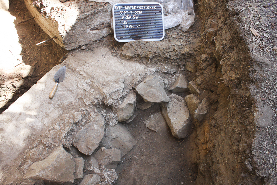 footings and concrete uncovered at site of old county jail