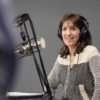 Education lecturer Denise Pope at the mic in the radio studio