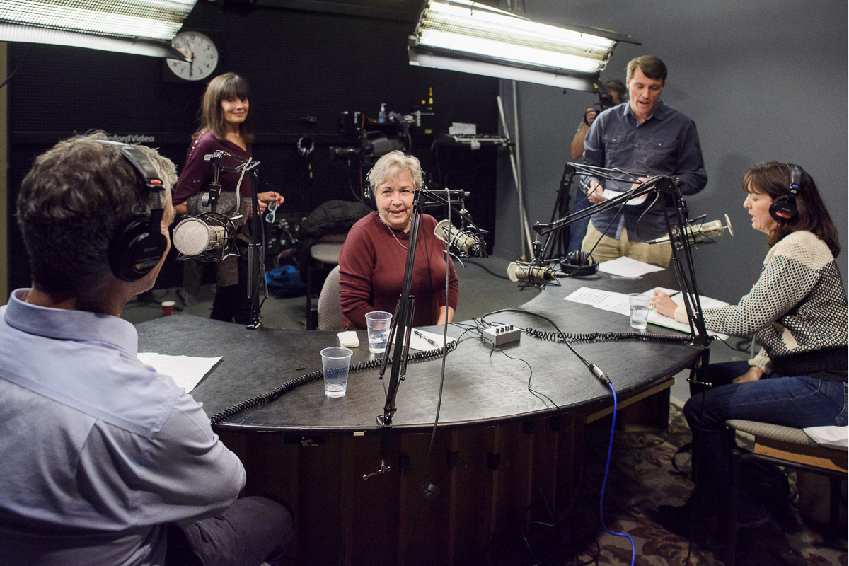 Co-hosts Dan Schwartz, dean of the Graduate School of Education, and senior lecturer Denise Pope interview education Professor Emerita Rachel Lotan for the School's In radio program.