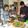 students make salad at Roble Hall