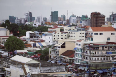 wide angle of crowded buildings