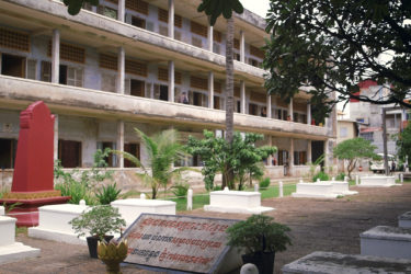 raised grave sites in front of the genocide museum