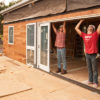 Students install the sliding doors on the start.home